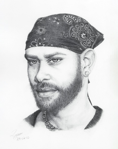 Bandana portrait - graphite - 2026